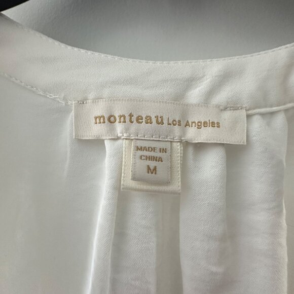 Monteau Los Angeles Sleeveless White Blouse M 100% Polyester Lightweight - Picture 3 of 8